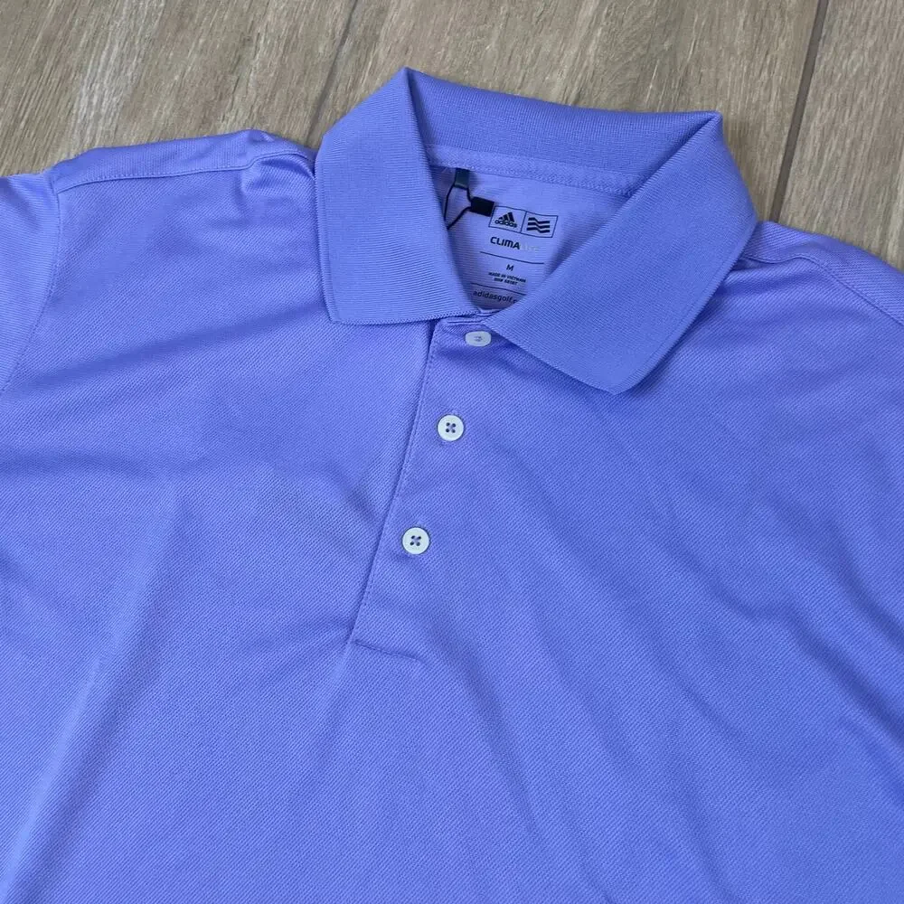 Adidas Golf Climalite Polo Shirt Men M Lavender Performance Moisture Wicking NWT